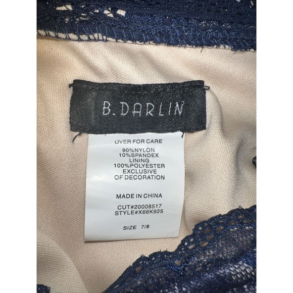 B Darlin Lace Overlay Short Fit & Flare Blue Mini Cocktail Dress Size 7/8 - Picture 12 of 16